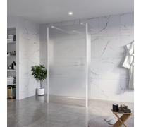 Fortifura Galeria Douche à l'italienne - 110x200cm - verre clair nervuré - anticalcaire - verre de sécurité 8mm - 2 parois latérales 40cm - avec bras muraux et profilés d'angle - Blanc mat SW927768 2x