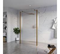 Fortifura Galeria Douche à l'italienne - 110x200cm - verre clair nervuré - anticalcaire - verre de sécurité 8mm - 2 parois latérales 40cm - avec bras muraux et profilés d'angle - Cuivre brossé SW92777