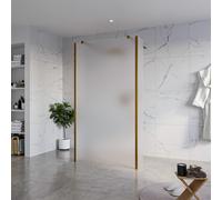 Fortifura Galeria Douche à l'italienne - 110x200cm - verre satiné - anticalcaire - verre de sécurité 8mm - 2 parois latérales 40cm - avec bras muraux et profilés d'angle - Cuivre brossé SW927772 2x/SW