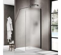 Fortifura Galeria Douche à l'italienne - 120x200cm - paroi en verre arrondie - droite - verre mat - bras mural - noir mat SW1421083/SW797905