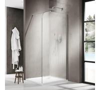 Fortifura Galeria Douche à l'italienne - 120x200cm - paroi en verre arrondie - droite - verre nervuré - bras mural - inox brossé PVD SW1421078/SW797908