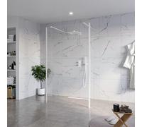 Fortifura Galeria Douche à l'italienne - 120x200cm - verre clair - anticalcaire - verre de sécurité 8mm - 2 parois latérales 40cm - avec bras muraux et profilés d'angle - Blanc mat SW927768 2x/SW79791