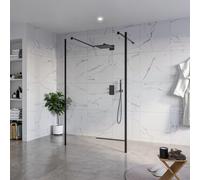 Fortifura Galeria Douche à l'italienne - 120x200cm - verre clair - anticalcaire - verre de sécurité 8mm - 2 parois latérales 40cm - avec bras muraux et profilés d'angle - Noir mat SW927767 2x/SW797917