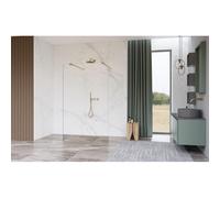 Fortifura Galeria Douche à l'italienne - 120x200cm - verre dépoli - anticalcaire - verre de sécurité 8mm - bras muraux - Laiton brossé (or) SW927770 2x/SW797928