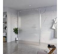 Fortifura Galeria Douche à l'italienne - 140x200cm - verre clair nervuré - anticalcaire - verre de sécurité 8mm - 2 parois latérales 40cm - avec bras muraux et profilés d'angle - Chrome SW927766 2x/SW