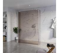 Fortifura Galeria Douche à l'italienne - 140x200cm - verre fumé - anticalcaire - verre de sécurité 8mm - 2 parois latérales 30cm - avec bras muraux et profilés d'angle - Chrome SW927766 2x/SW797946/SW