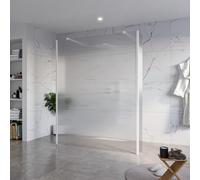 Fortifura Galeria Douche à l'italienne - 160x200cm - verre clair nervuré - anticalcaire - verre de sécurité 8mm - 2 parois latérales 30cm - avec bras muraux et profilés d'angle - Blanc mat SW927768 2x