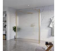 Fortifura Galeria Douche à l'italienne - 160x200cm - verre clair nervuré - anticalcaire - verre de sécurité 8mm - 2 parois latérales 40cm - avec bras muraux et profilés d'angle - Laiton brossé (doré) 