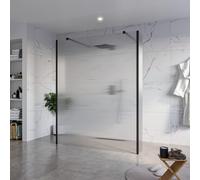 Fortifura Galeria Douche à l'italienne - 160x200cm - verre clair nervuré - anticalcaire - verre de sécurité 8mm - 2 parois latérales 40cm - avec bras muraux et profilés d'angle - Noir mat SW927767 2x/