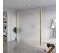 Fortifura Galeria Douche à l'italienne - 160x200cm - verre satiné - anticalcaire - verre de sécurité 8mm - 2 parois latérales 30cm - avec bras muraux et profilés d'angle - Laiton brossé (doré) SW92777