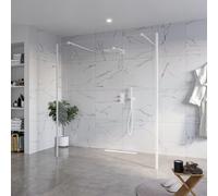 Fortifura Galeria Douche à l'italienne - 180x200cm - verre clair - anticalcaire - verre de sécurité 8mm - 2 parois latérales 40cm - avec bras muraux et profilés d'angle - Blanc mat SW927768 2x/SW79792