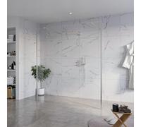 Fortifura Galeria Douche à l'italienne - 180x200cm - verre clair - anticalcaire - verre de sécurité 8mm - 2 parois latérales 30cm - avec bras muraux et profilés d'angle - Inox brossé SW927769 2x/SW797