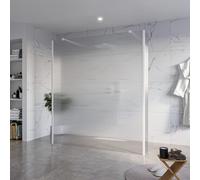 Fortifura Galeria Douche à l'italienne - 180x200cm - verre clair nervuré - anticalcaire - verre de sécurité 8mm - 2 parois latérales 40cm - avec bras muraux et profilés d'angle - Blanc mat SW927768 2x