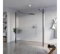 Fortifura Galeria Douche à l'italienne - 180x200cm - verre clair nervuré - anticalcaire - verre de sécurité 8mm - 2 parois latérales 40cm - avec bras muraux et profilés d'angle - Noir mat SW927767 2x/