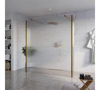 Fortifura Galeria Douche à l'italienne - 180x200cm - verre clair nervuré - anticalcaire - verre de sécurité 8mm - 2 parois latérales 30cm - avec bras muraux et profilés d'angle - Cuivre brossé SW92777