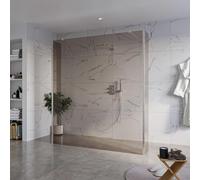 Fortifura Galeria Douche à l'italienne - 180x200cm - verre fumé - anticalcaire - verre de sécurité 8mm - 2 parois latérales 40cm - avec bras muraux et profilés d'angle - Inox brossé SW927769 2x/SW7979