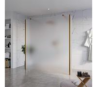 Fortifura Galeria Douche à l'italienne - 180x200cm - verre satiné - anticalcaire - verre de sécurité 8mm - 2 parois latérales 30cm - avec bras muraux et profilés d'angle - Cuivre brossé SW927772 2x/SW