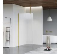 Fortifura Galeria Douche à l'italienne - 30x200cm - Verre nervuré - Bras plafond - Laiton Brossé (Doré) SW797945/SW797910/SW804543