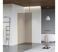 Fortifura Galeria Douche à l'italienne - 40x200cm - Fumé - Bras plafond - Laiton Brossé (Doré) SW797934/SW797910/SW804543