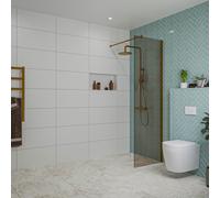 Fortifura Galeria Douche à l'italienne - 60x200cm - verre fumé - Cuivre brossé SW797935/SW876702