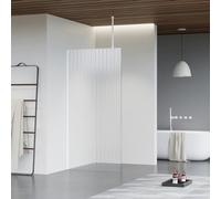 Fortifura Galeria Douche à l'italienne - 80x200cm - Verre nervuré - Bras plafond - Blanc mat SW797952/SW797906/SW804546