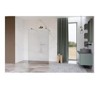 Fortifura Galeria Douche à l'italienne - 90x200cm - verre clair côtelé - anticalcaire - verre de sécurité 8mm - bras muraux - Noir mat SW927767 2x/SW797951