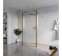 Fortifura Galeria Douche à l'italienne - 90x200cm - verre clair nervuré - anticalcaire - verre de sécurité 8mm - 2 parois latérales 30cm - avec bras muraux et profilés d'angle - Cuivre brossé SW927772