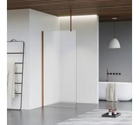 Fortifura Galeria Douche à l'italienne - 90x200cm - Verre dépoli - Bras plafond - Cuivre brossé SW797929/SW876702/SW876705