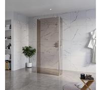 Fortifura Galeria Douche à l'italienne - 90x200cm - verre fumé - anticalcaire - verre de sécurité 8mm - 2 parois latérales 30cm - avec bras muraux et profilés d'angle - Inox brossé SW927769 2x/SW79793