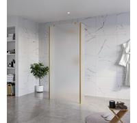 Fortifura Galeria Douche à l'italienne - 90x200cm - verre satiné - anticalcaire - verre de sécurité 8mm - 2 parois latérales 30cm - avec bras muraux et profilés d'angle - Laiton brossé (doré) SW927770