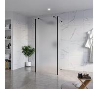 Fortifura Galeria Douche à l'italienne - 90x200cm - verre satiné - anticalcaire - verre de sécurité 8mm - 2 parois latérales 30cm - avec bras muraux et profilés d'angle - Noir mat SW927767 2x/SW797929