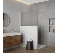 Fortifura Galeria Douche à l'italienne mi-haute - 120x80cm - verre strié - 8mm - nano - avec kit de profil et barre de renfort - Inox brossé PVD (inox) SW797908 SW1235451