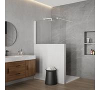 Fortifura Galeria Douche à l'italienne mi-hauteur - 110x80cm - verre clair - 8mm - nano - avec profil et barre de renfort - Mat Blanc SW1235438 SW797906