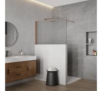 Fortifura Galeria Douche à l'italienne mi-hauteur - 110x80cm - verre strié - 8mm - nano - avec profil et barre de renfort - cuivre brossé PVD (Cuivre) SW876702 SW1235450