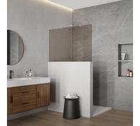 Fortifura Galeria Douche à l'italienne mi-hauteur - 135.8x80cm - verre fumé - 8mm - nano - avec profilé aveugle SW1102415 SW1235447