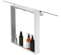 Fortifura Galeria étagère avec 4 crochets - pour paroi de douche - 50x50x6.5cm - acier inoxydable brossé Z002geborsteldRVS