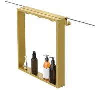 Fortifura Galeria étagère avec 4 crochets - pour paroi de douche - 50x50x6.5cm - laiton brossé (or) Z002geborsteldmessing