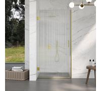 Fortifura Galeria Porte de douche - 200x100cm - 8mm - verre de sécurité - strié - charnières - poignée de porte - Laiton brossé PVD - Verre clair SW1208822/SW1122564