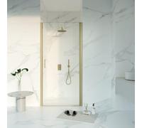 Fortifura Galeria Porte de douche - 90x200 - Profil - verre de sécurité - anti-calcaire - Laiton brossé PVD (Or) SW1122488