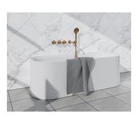 Fortifura Nebbio Ensemble combinaison baignoire - robinet thermostatique - coude mural avec support de douchette - flexible de douche métallique - douchette ronde - bec verseur - laiton brossé SW11830