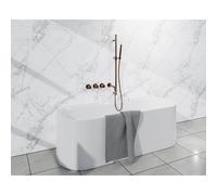 Fortifura Nebbio Ensemble combinaison bain - mitigeur thermostatique - barre de glissement avec coude mural intégré - flexible de douche lisse - douchette à main barre - bec - cuivre brossé SW1183069 