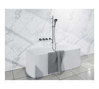 Fortifura Nebbio Ensemble combinaison de bain - mitigeur thermostatique - barre de glissement avec coude mural intégré - flexible de douche métallique - douchette ronde - bec - gunmetal SW1183068 SW11
