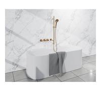 Fortifura Nebbio Ensemble combiné baignoire - mitigeur thermostatique - barre de glissement - coude mural intégré - flexible de douche lisse - douchette ronde - bec - laiton brossé SW1183064 SW1111526