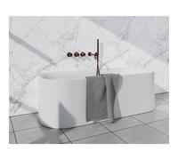 Fortifura Nebbio Ensemble combiné baignoire - mitigeur thermostatique - coude mural avec support de douchette - flexible de douche métallique - douchette à main barre - bec verseur - cuivre brossé PVD