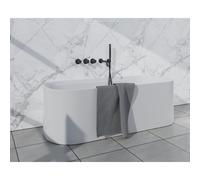 Fortifura Nebbio Ensemble combiné baignoire - robinet thermostatique - coude mural avec support de douchette - flexible de douche lisse - douchette sur barre - bec - noir mat SW1183065/SW1183076/SW118