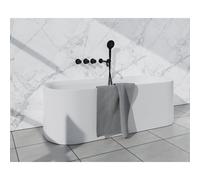 Fortifura Nebbio Ensemble combiné baignoire - robinet thermostatique - coude mural avec support de douchette - flexible de douche métallique - douchette ronde - bec - noir mat SW1183065 2x SW1183076 2