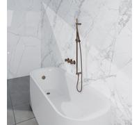Fortifura Nebbio Ensemble combiné bain - mitigeur thermostatique - barre coulissante avec coude mural intégré - flexible de douche métallique - douchette sur barre - Remplissage-vidage de baignoire - 
