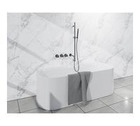 Fortifura Nebbio Ensemble combiné bain - mitigeur thermostatique - barre coulissante avec coude mural intégré - flexible de douche lisse - douchette à main barre - bec - gunmetal SW1183068 SW1111532 S