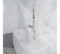 Fortifura Nebbio Ensemble combiné bain - mitigeur thermostatique - barre de douche avec coude mural intégré - flexible de douche lisse - douchette à main sur barre - Remplissage-vidage de baignoire - 