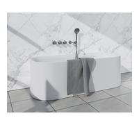 Fortifura Nebbio Ensemble combiné bain - mitigeur thermostatique - coude mural avec support de douchette - flexible de douche métallique - douchette ronde - bec verseur - inox brossé SW1183066 2x SW11